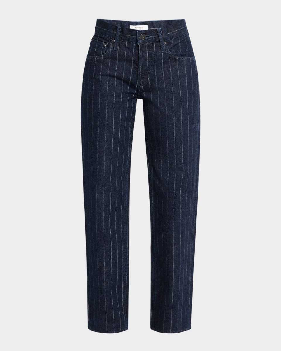 Syosset Pinstripe Straight Low-Rise Jeans